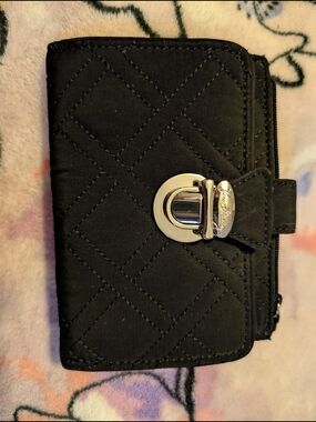 Vera Bradley Black Quilted Wallet with Silver Hardware